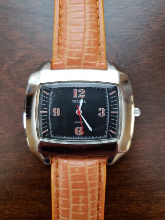 Bijoux Terner Orange Black Face Orange Leather Band Quartz Unisex Wrist Watch